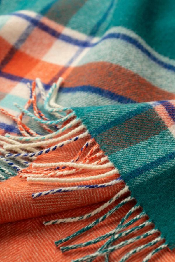Johnstons Of Elgin Vibrant Reversible Lambswool Orange Throw