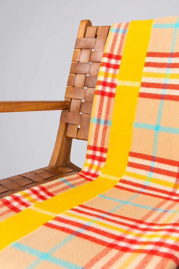 Johnstons Of Elgin Vibrant Reversible Lambswool Yellow Throw