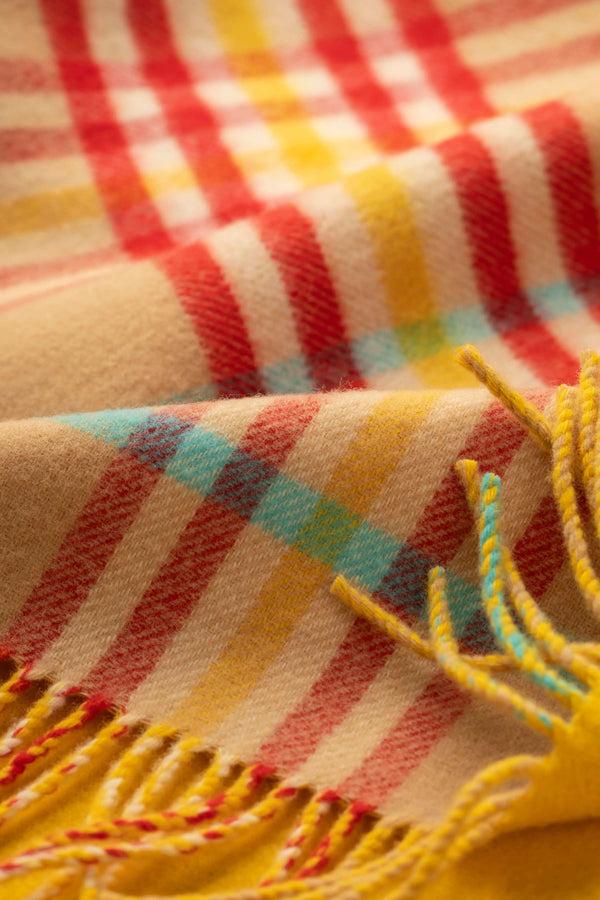 Johnstons Of Elgin Vibrant Reversible Lambswool Yellow Throw