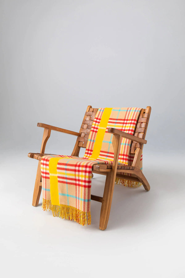 johnstons of elgin Vibrant Reversible Lambswool Yellow Throw