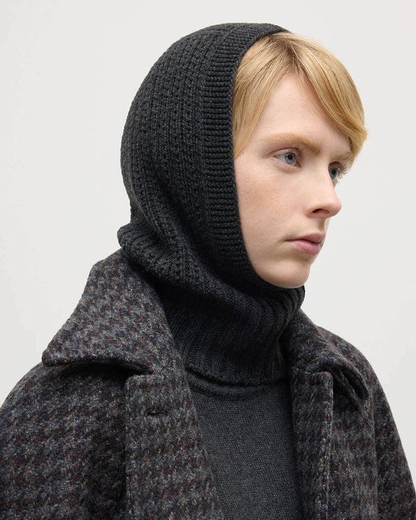 Johnstons Of Elgin Waffle Stitch Dark Grey Cashmere Hood
