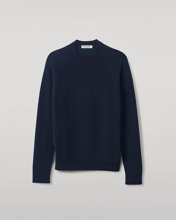 Johnstons Of Elgin Waffle Stitch Dark Navy Cashmere Jumper