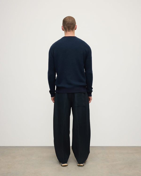 Johnstons Of Elgin Waffle Stitch Dark Navy Cashmere Jumper