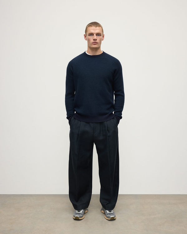 johnstons of elgin Waffle Stitch Dark Navy Cashmere Jumper