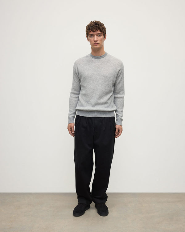 johnstons of elgin Waffle Stitch Light Grey Cashmere Jumper