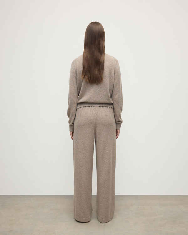 Johnstons Of Elgin Wide Leg Light Brown Cashmere Trousers