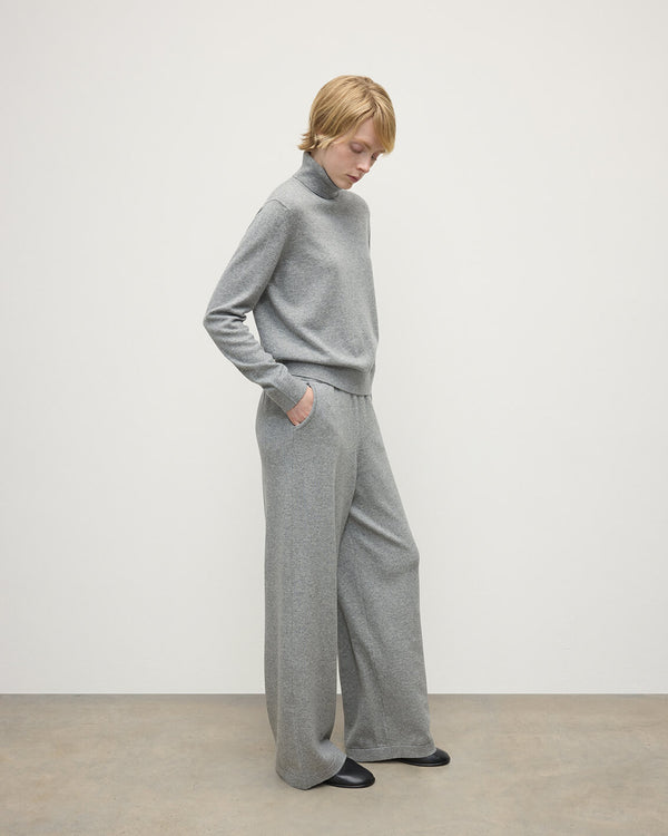 Johnstons Of Elgin Wide Leg Light Grey Cashmere Trousers