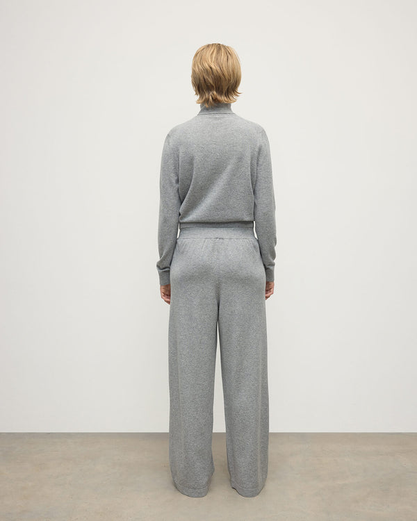 Johnstons Of Elgin Wide Leg Light Grey Cashmere Trousers