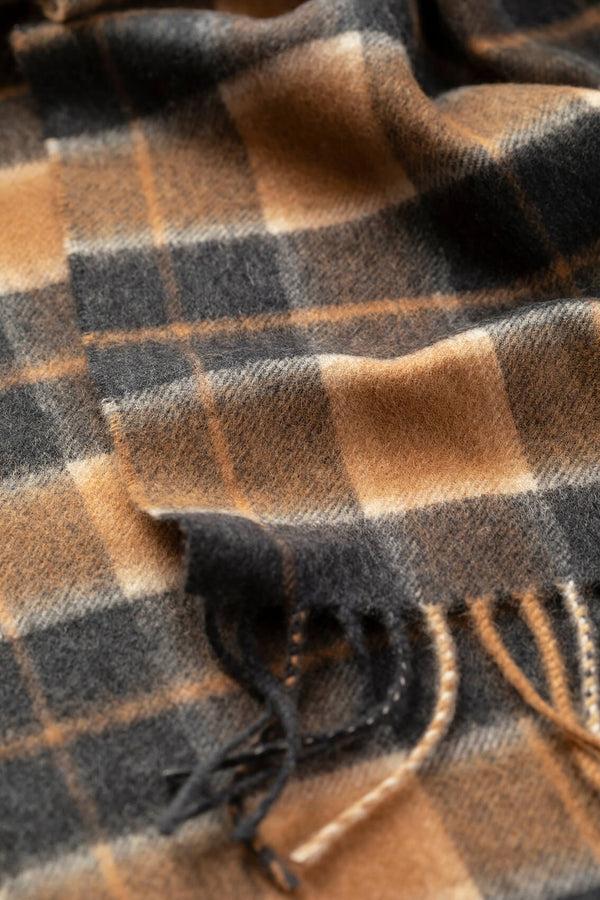Johnstons Of Elgin Windowpane Check Cashmere & Vicuña Scarf