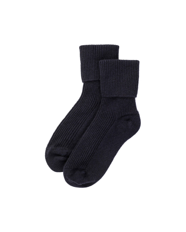 johnstons of elgin Women's Dark Navy Cashmere Lounge Socks