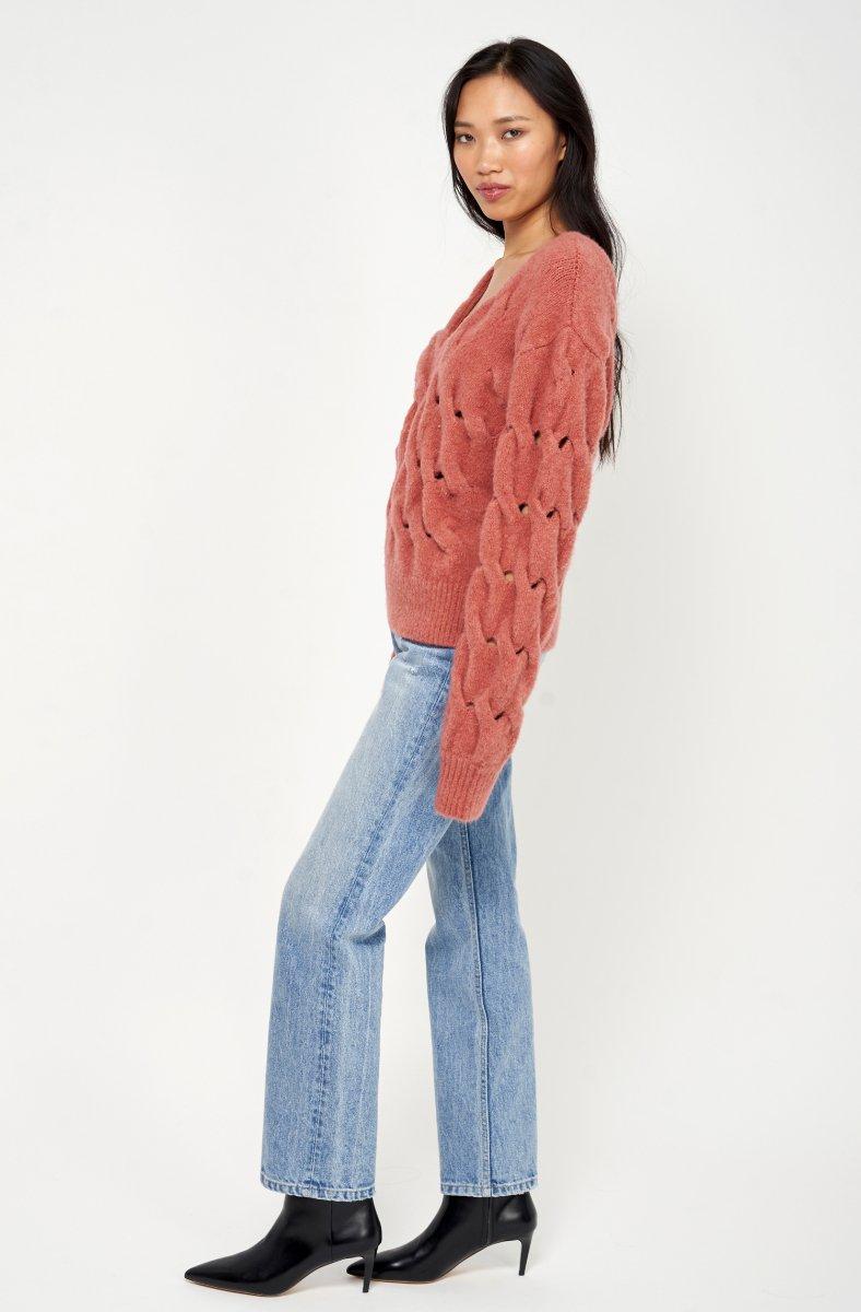 Jojo Maman Bébé Aaliyah V-Neck Sweater Dusty Rose Pink