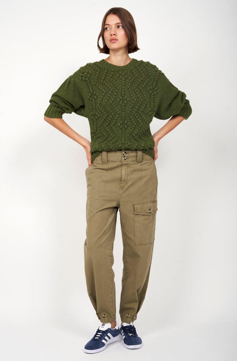 Jojo Maman Bébé Aleena Crew Neck Sweater Dark Olive Green