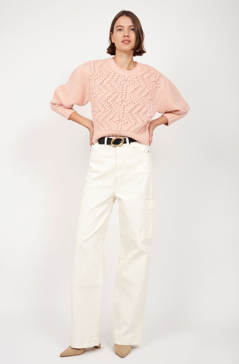 Jojo Maman Bébé Aleena Crew Neck Sweater Shifting Sand Tan