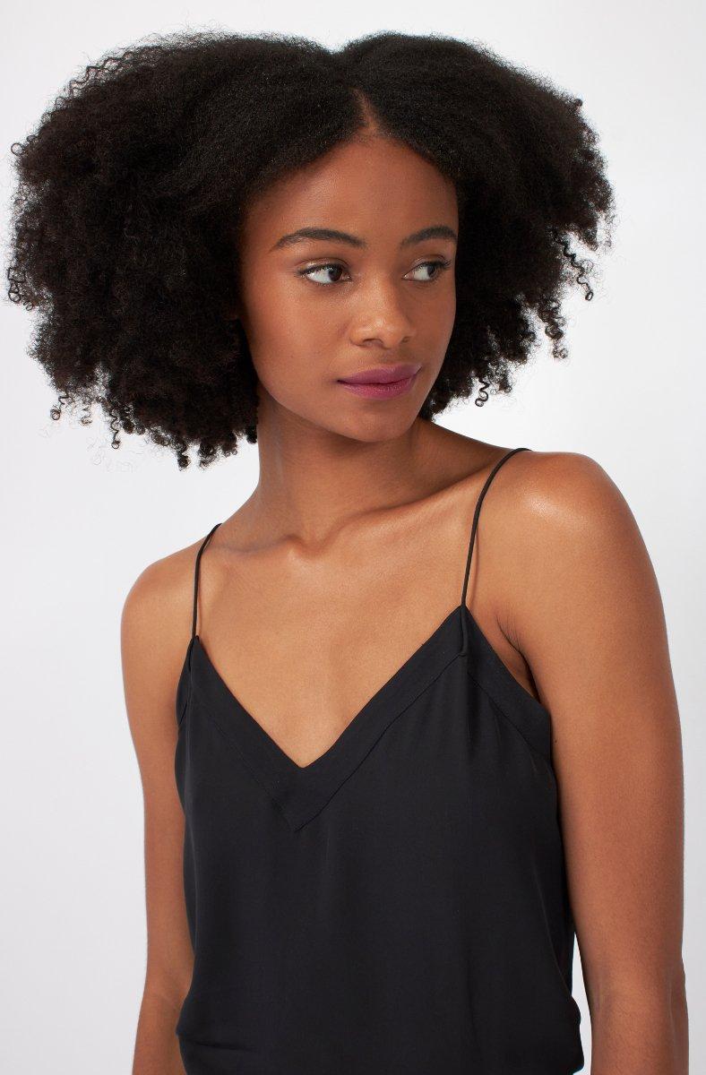 jojo maman bébé Allena Sleeveless Silk Top Caviar Black