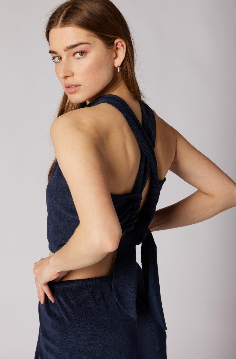 jojo maman bébé Anika Sleeveless Terry Top Peacoat Blue