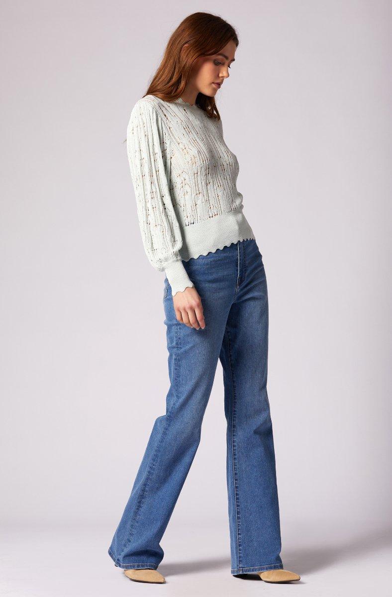 Jojo Maman Bébé Cinzia Crew Neck Sweater Ice Flow Blue