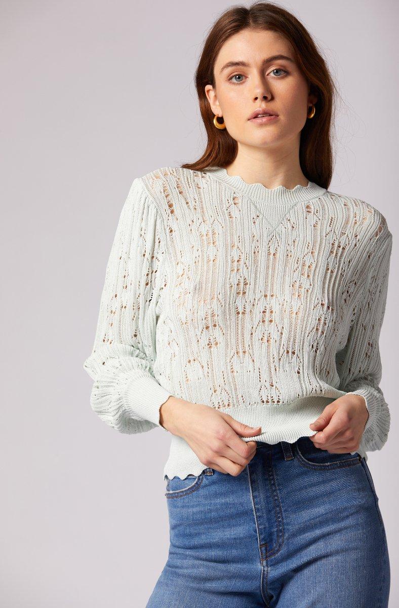 Jojo Maman Bébé Cinzia Crew Neck Sweater Ice Flow Blue