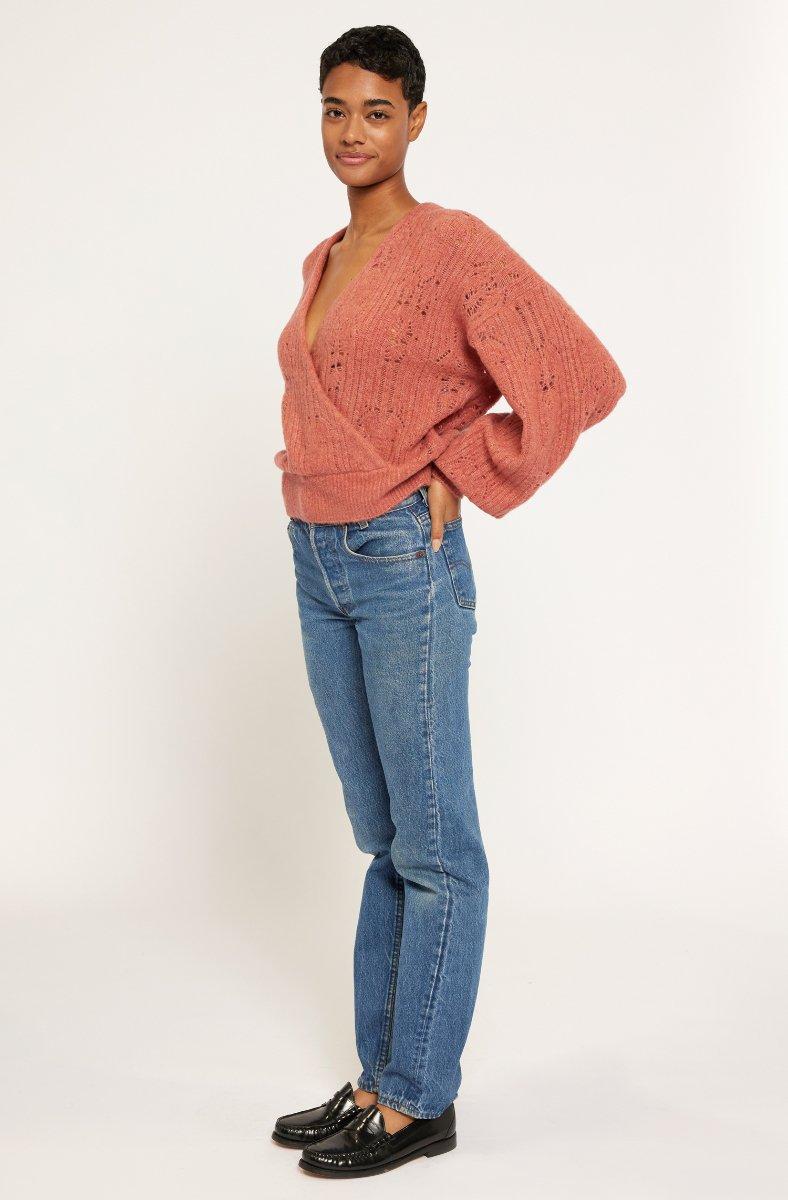 Jojo Maman Bébé Devika V-Neck Sweater Dusty Rose Pink