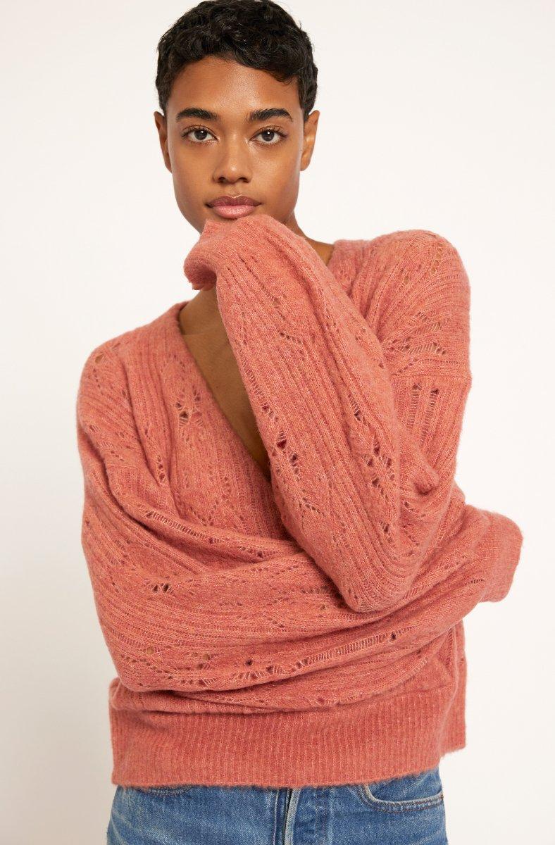 Jojo Maman Bébé Devika V-Neck Sweater Dusty Rose Pink