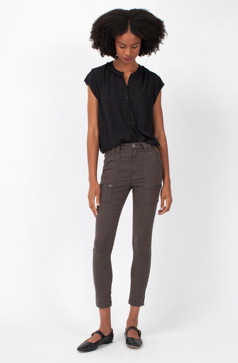 Jojo Maman Bébé High Rise Park Skinny Pants Storm Brown