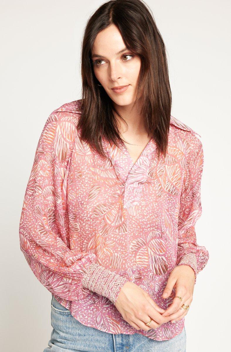 jojo maman bébé Ione Long Sleeve Top Magenta Haze Multi Pink