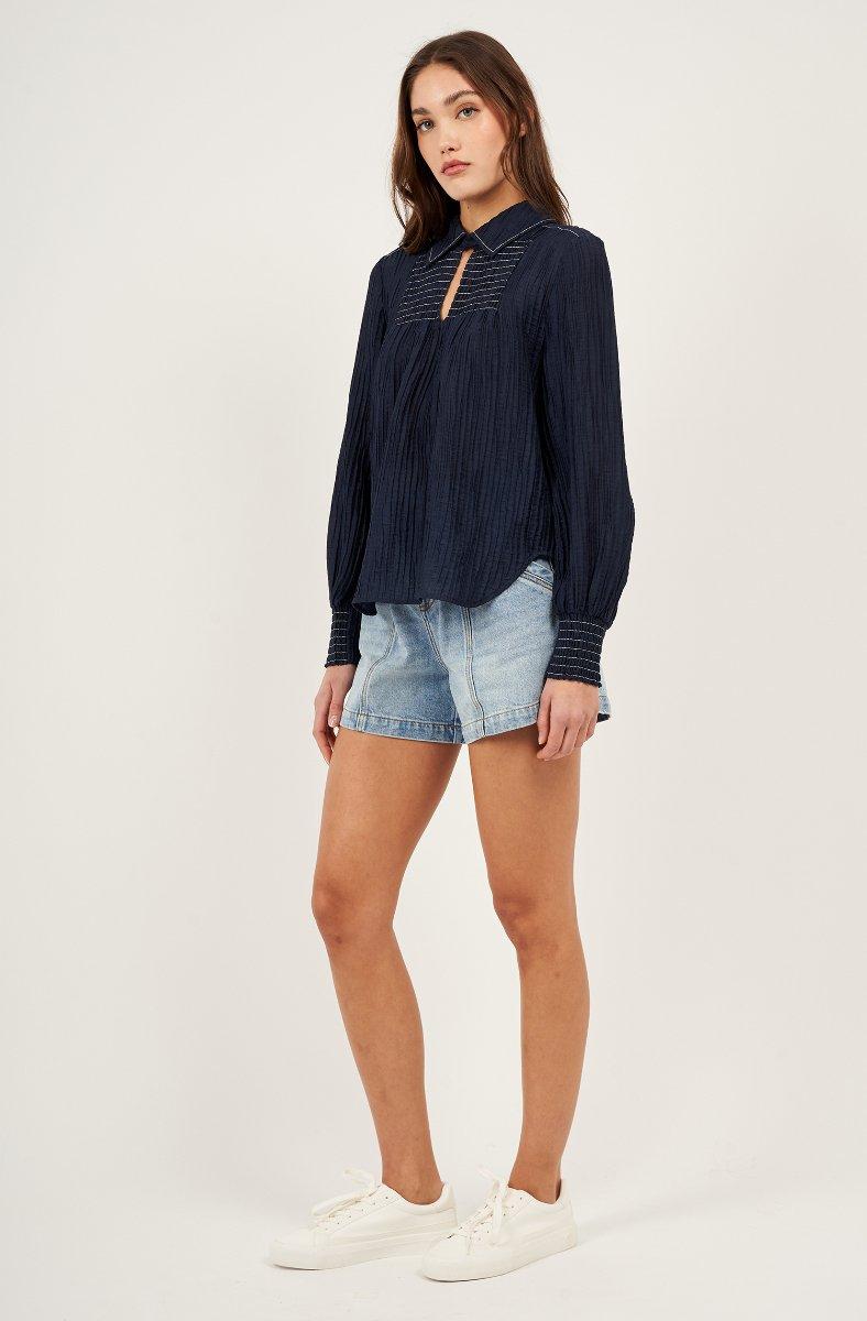 Jojo Maman Bébé Anaise Long Sleeve Top Navy Blazer