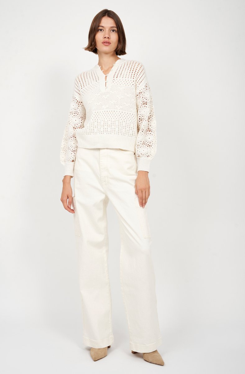 Jojo Maman Bébé Carem Wool Sweater Porcelain White