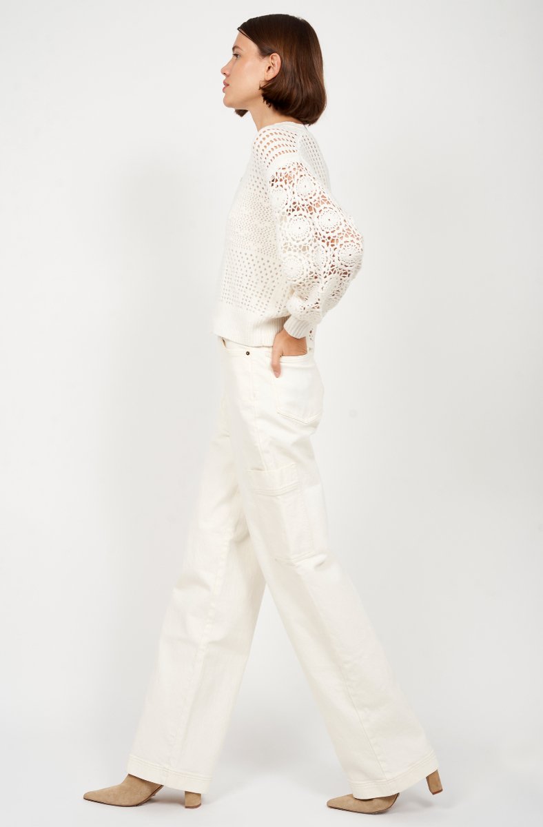 Jojo Maman Bébé Carem Wool Sweater Porcelain White