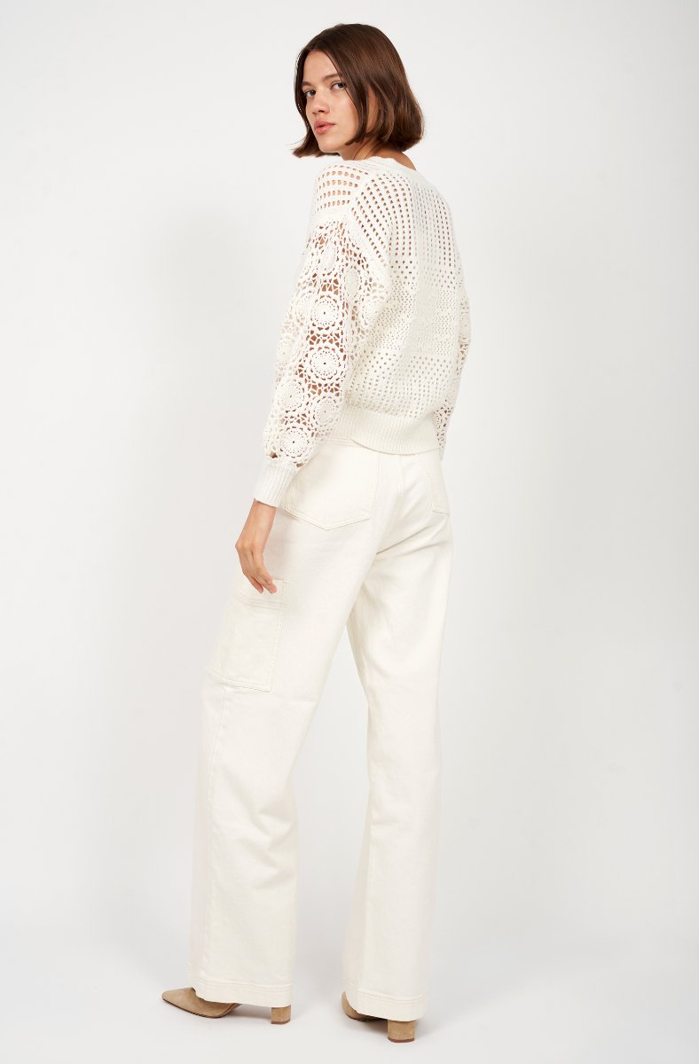 Jojo Maman Bébé Carem Wool Sweater Porcelain White