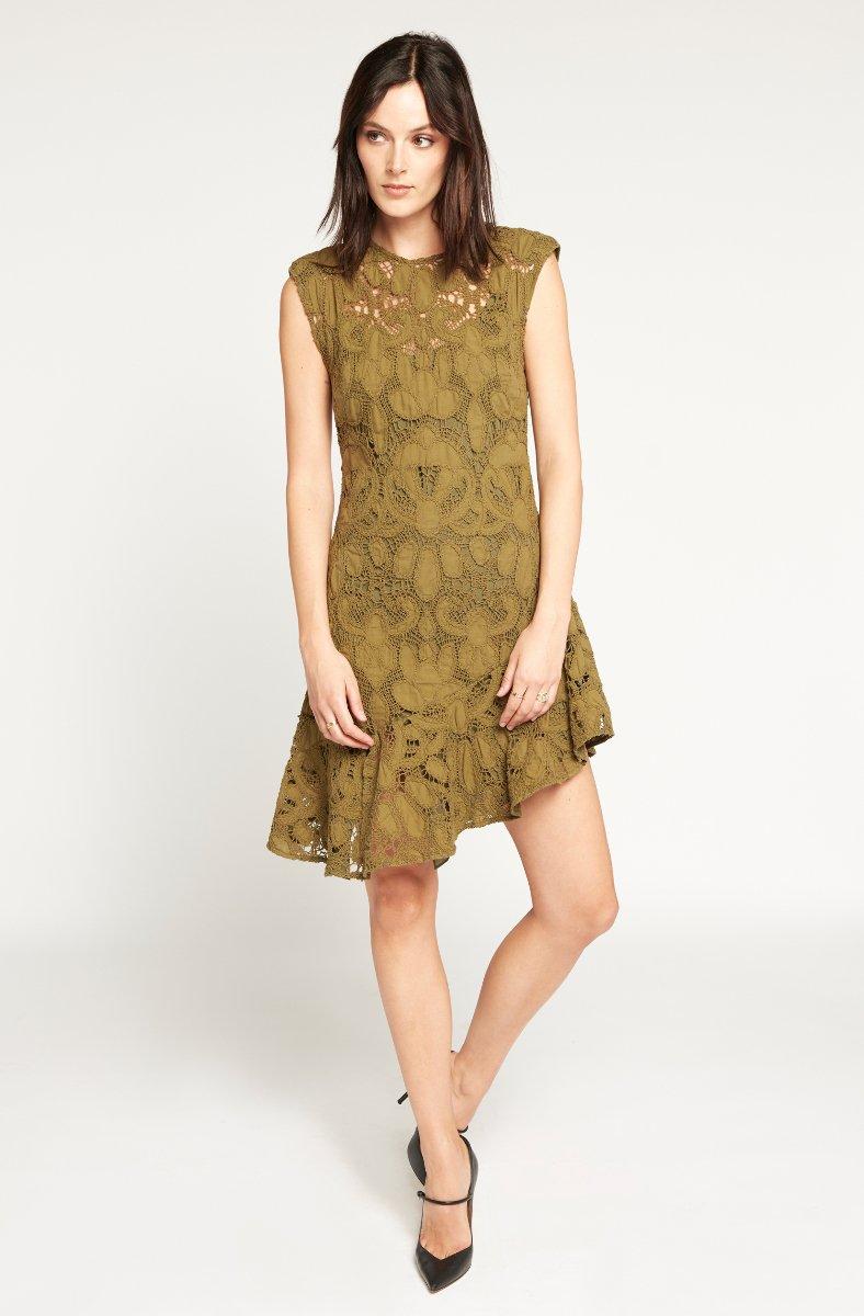 Jojo Maman Bébé Chantelle Cotton Dress Dark Olive