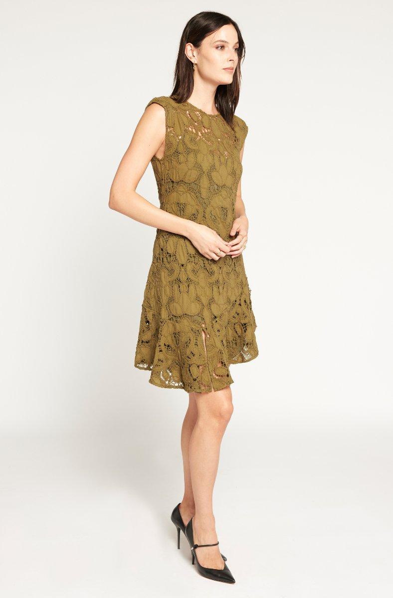 Jojo Maman Bébé Chantelle Cotton Dress Dark Olive