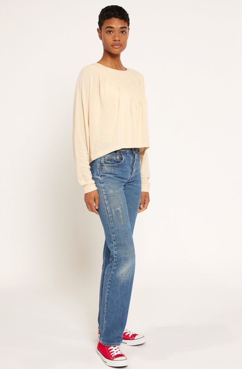 Jojo Maman Bébé Citrine Long Sleeve Top Dawn White