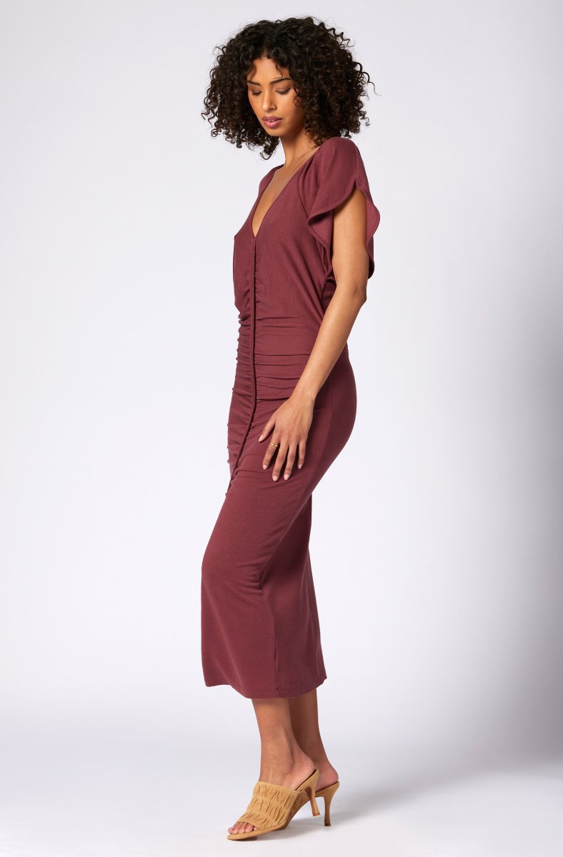 Jojo Maman Bébé Gianni Midi Dress Oxblood Red