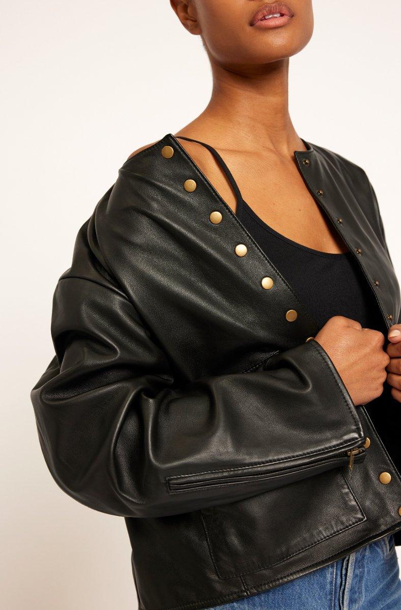 Jojo Maman Bébé Lennox Leather Jacket Caviar Black