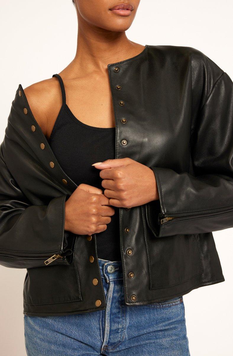 jojo maman bébé Lennox Leather Jacket Caviar Black