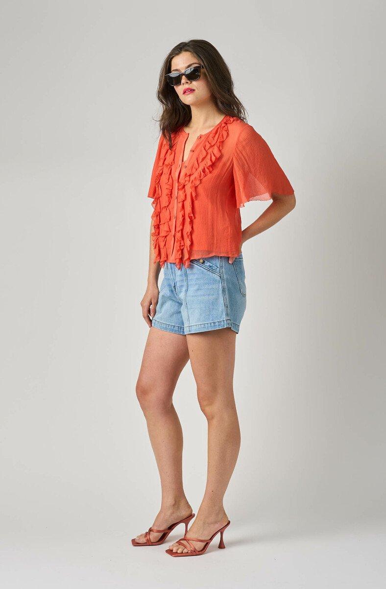 jojo Maman Bébé Mikayla Short Sleeve Top Paprika
