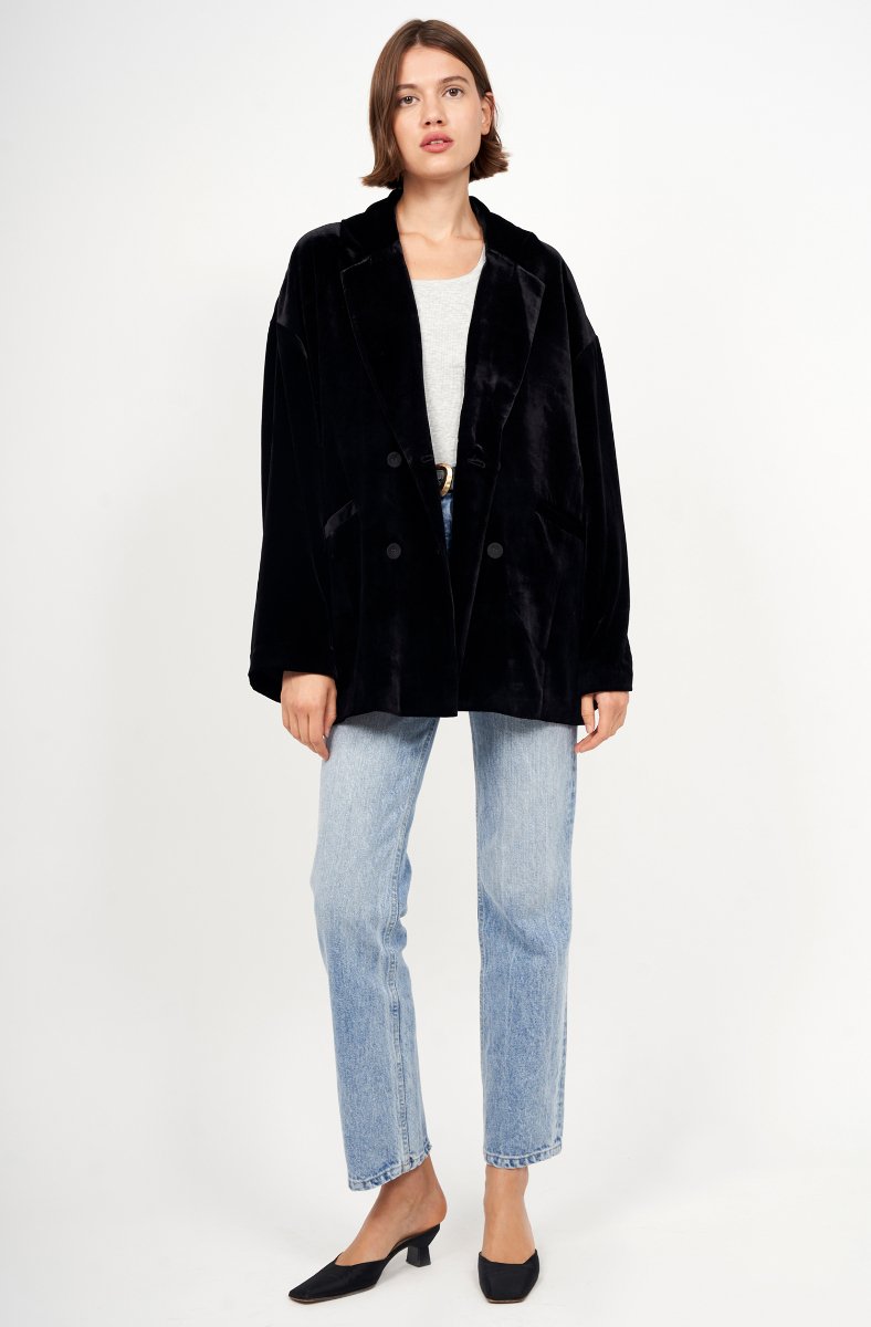 Jojo Maman Bébé Remo Velvet Blazer Caviar Black