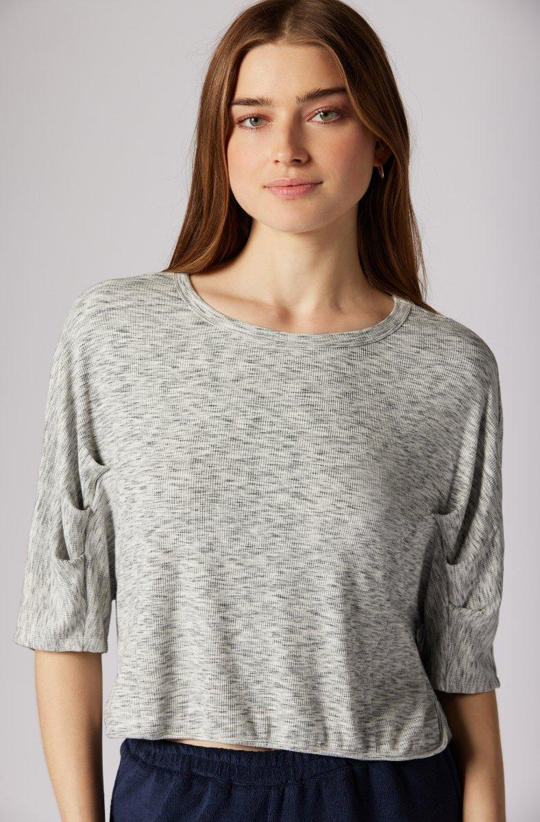 jojo maman bébé Sammi Short Sleeve Top Sky Gray