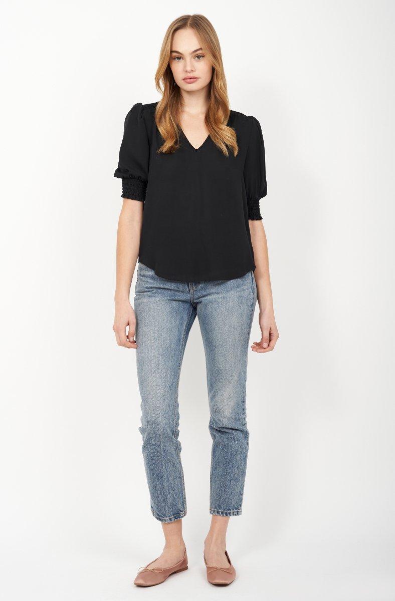 Jojo Maman Bébé Karemele Short Sleeve Silk Top Caviar Black