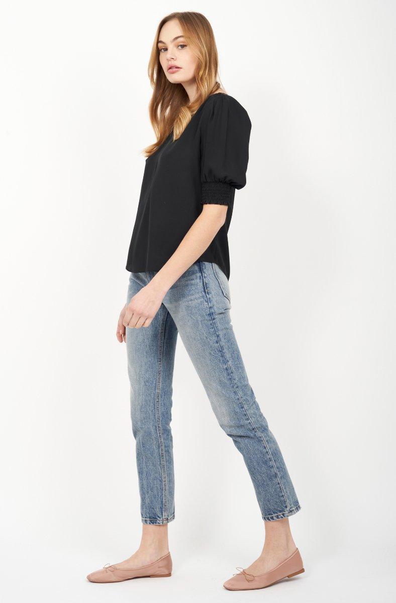 Jojo Maman Bébé Karemele Short Sleeve Silk Top Caviar Black