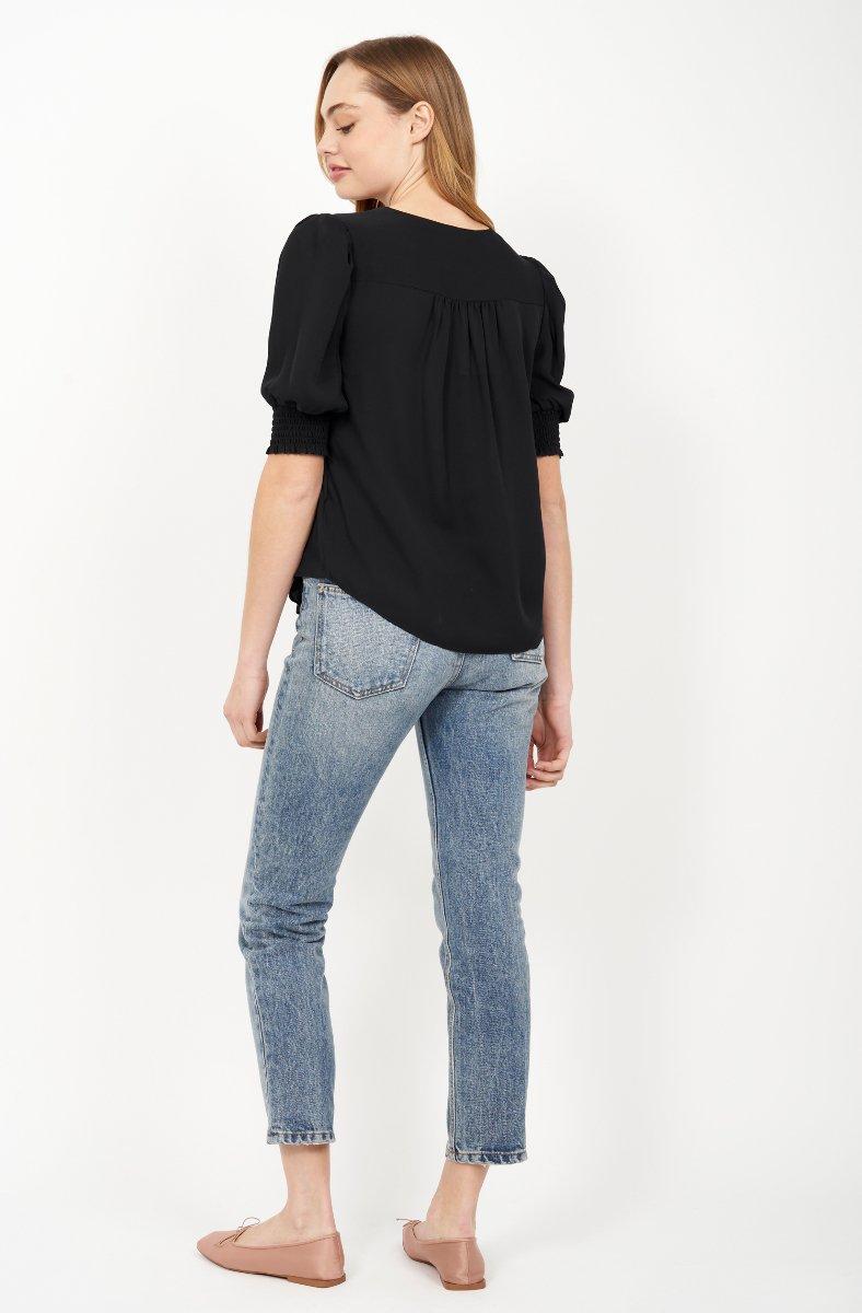 Jojo Maman Bébé Karemele Short Sleeve Silk Top Caviar Black