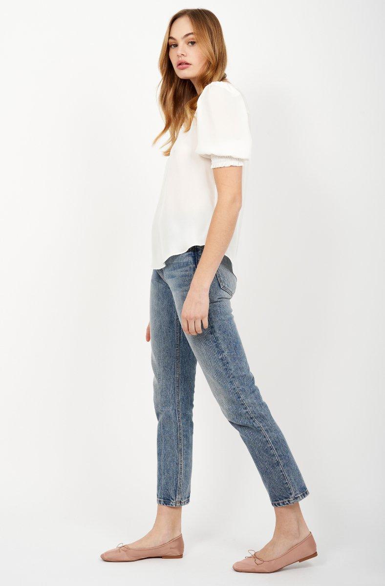 Jojo Maman Bébé Karemele Short Sleeve Silk Top Porcelain White