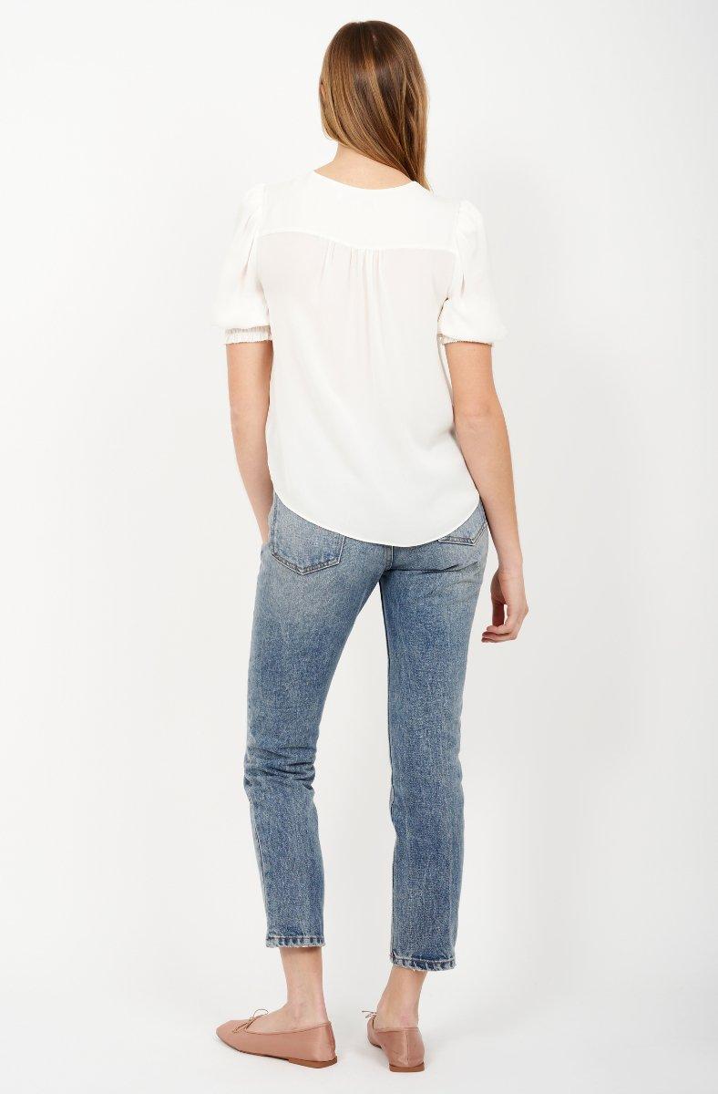 Jojo Maman Bébé Karemele Short Sleeve Silk Top Porcelain White