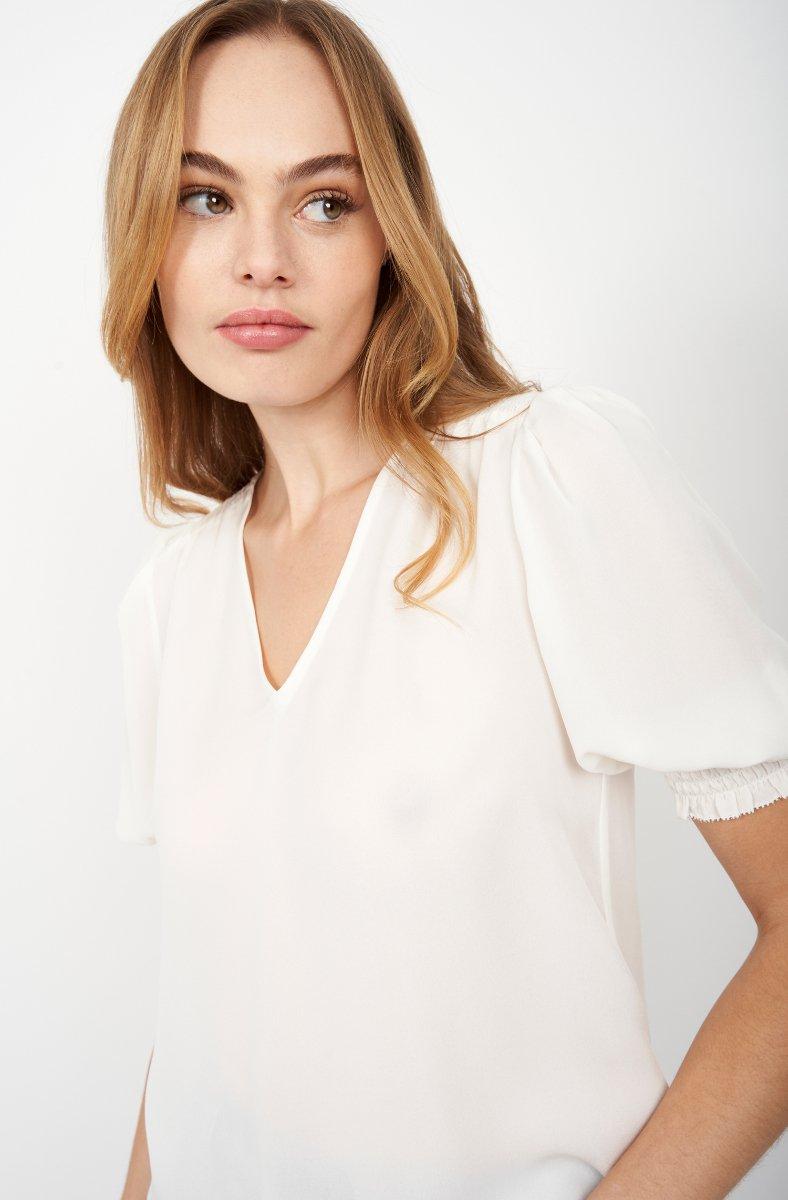 jojo maman bébé Karemele Short Sleeve Silk Top Porcelain White