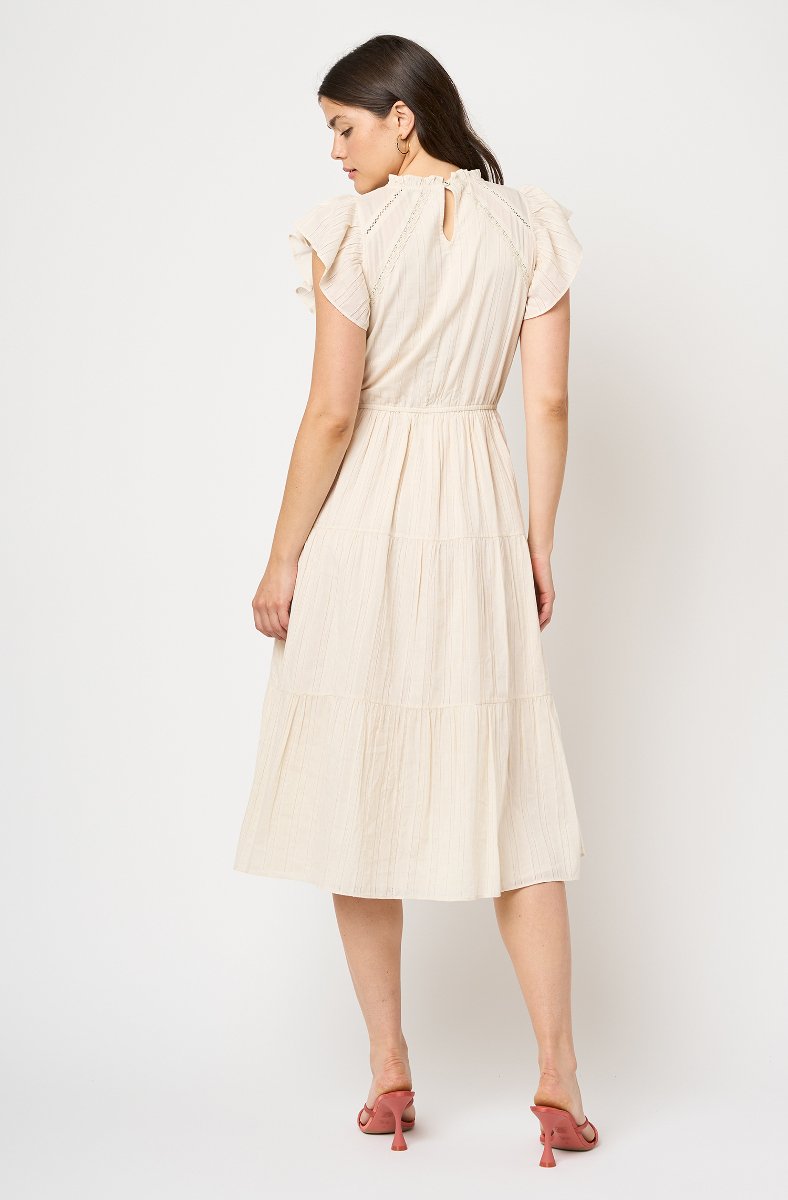 Jojo Maman Bébé Kaylen Cotton Midi Dress Whitecap Gray White