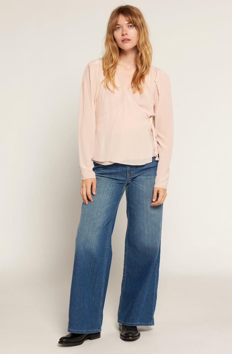 Jojo Maman Bébé Leigh Long Sleeve Silk Top Hushed Violet Purple