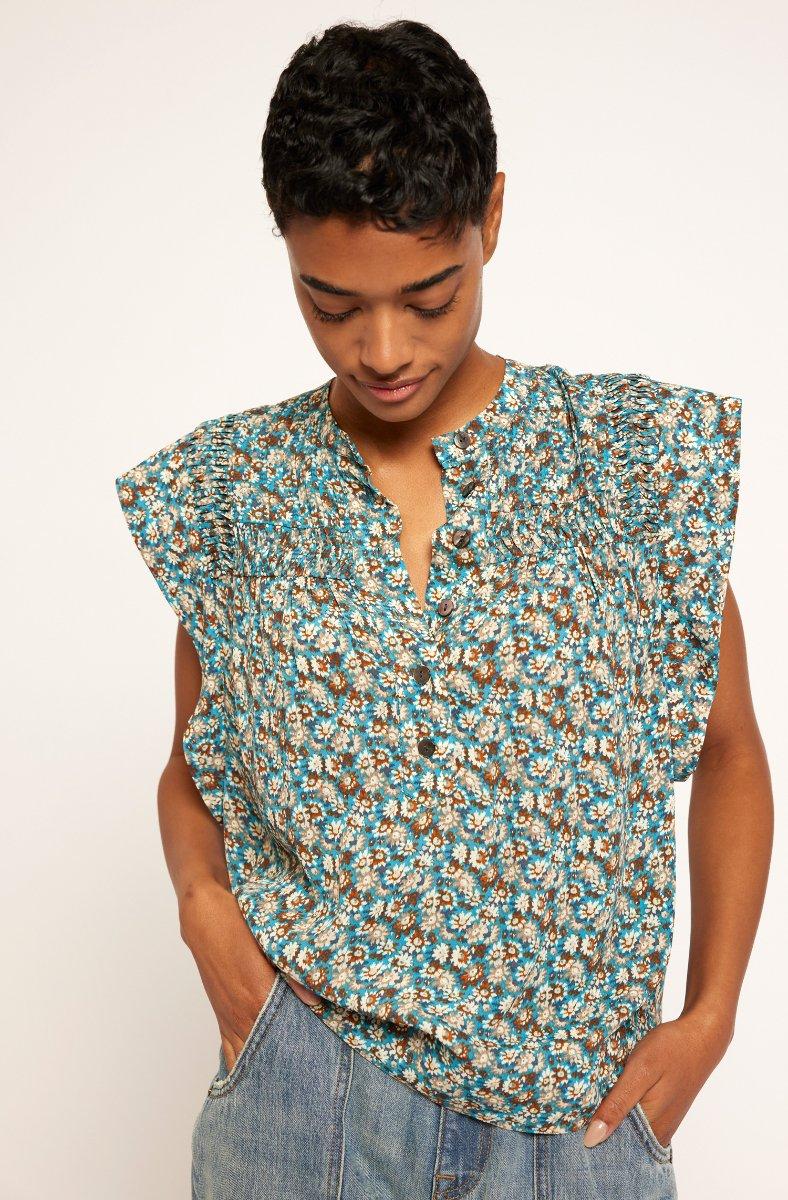 Jojo Maman Bébé Marley Short Sleeve Top Fjord Blue Multi