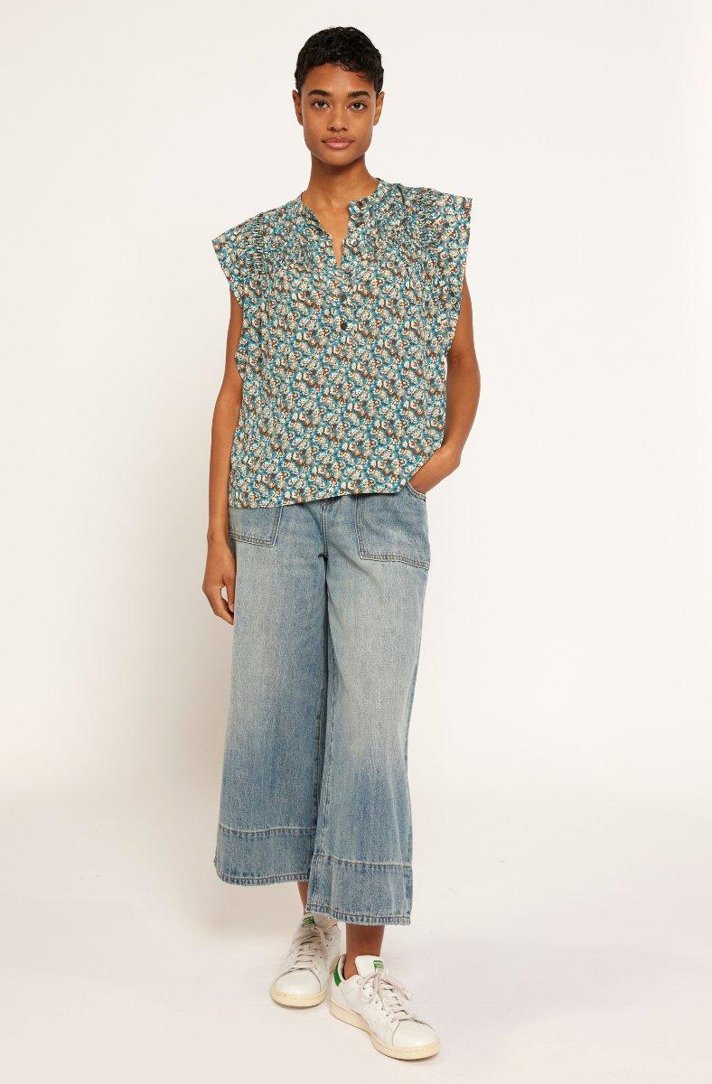 jojo maman bébé Marley Short Sleeve Top Fjord Blue Multi