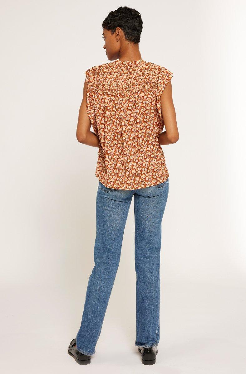 Jojo Maman Bébé Marley Short Sleeve Top Umber Multi Orange