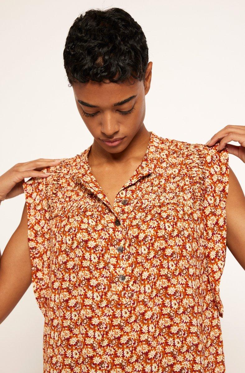 Jojo Maman Bébé Marley Short Sleeve Top Umber Multi Orange